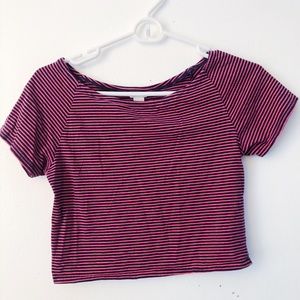 striped crop top tee